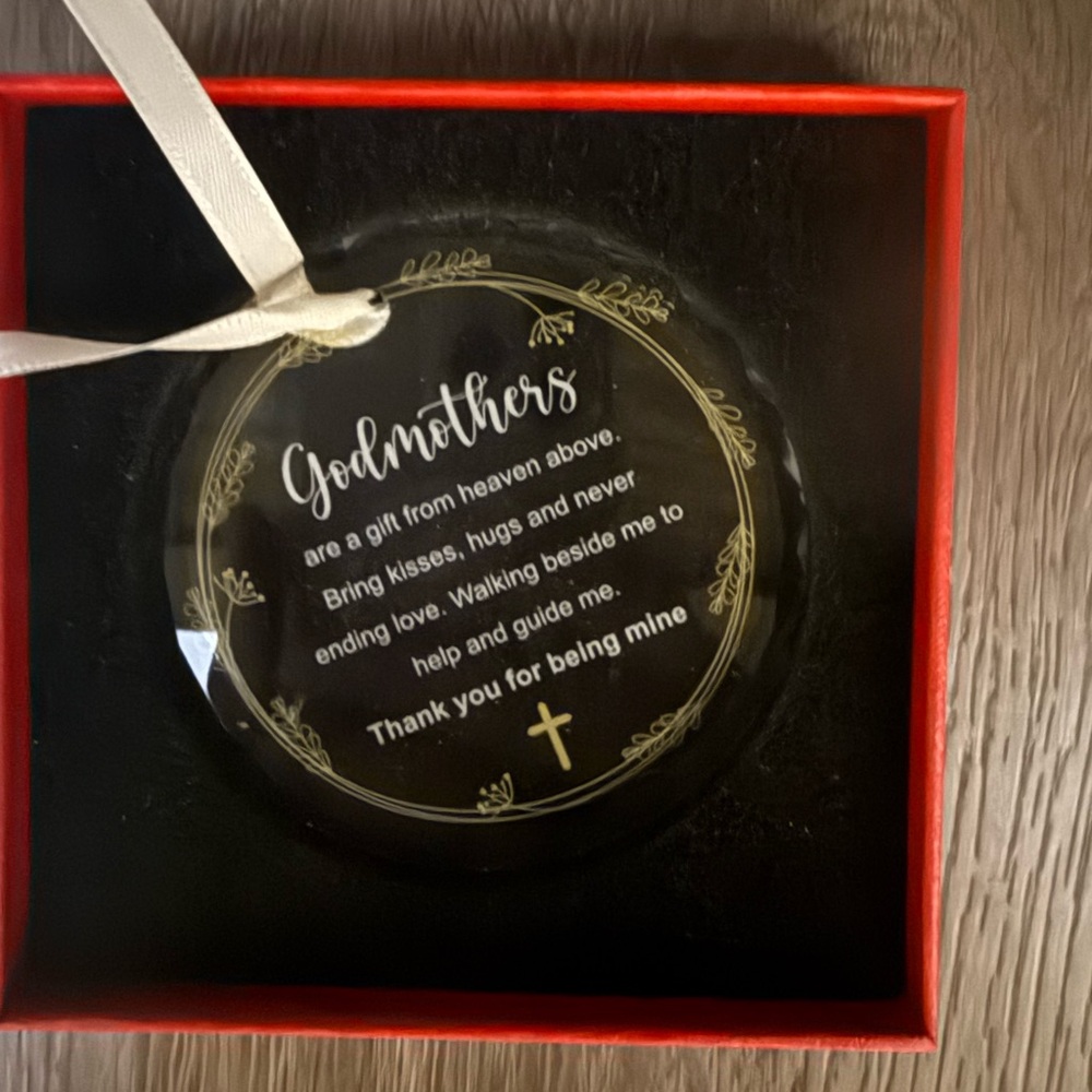 Clear Glass Godmother Ornament -New